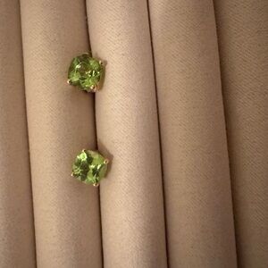 2 karat round Peridot earrings 14k gold